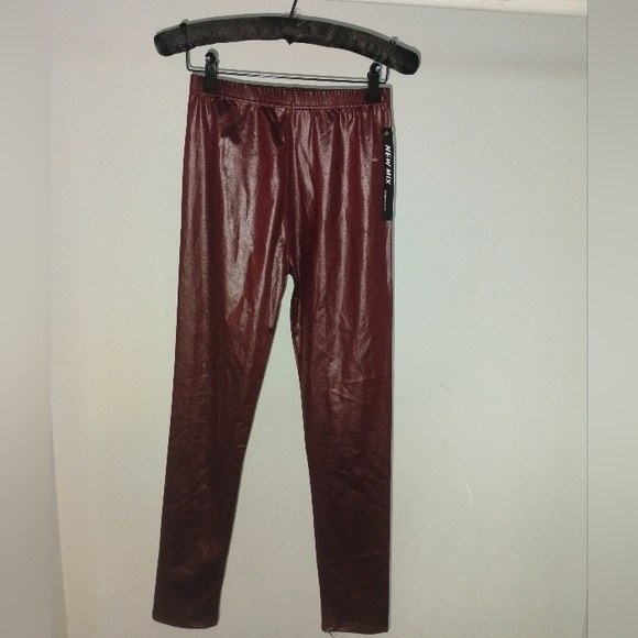 Nwt Burgundy Faux Leather Leggings - Picture 1 of 10